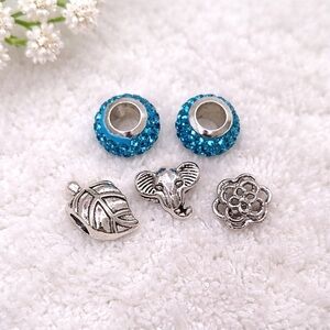 Set of 5 Silver Bracelet Charms